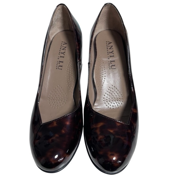 Anyi Lu Tortoiseshell Patent Leather With Red Heels 37.5 (7.5) - Picture 2 of 9